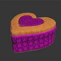 Heart Shaped Cake With Orange Top Purple Center And Pink Heart Pattern Base