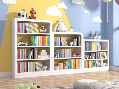 Steel Library Bookshelf Home Floor Storage Rack Children's Bookcase Living Room Picture Book Rack Simple Iron Storage Rack 3d model