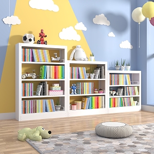 Steel Library Bookshelf Home Floor Storage Rack Children's Bookcase Living Room Picture Book Rack Simple Iron Storage Rack 3d model