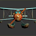 Colorful Biplane Passenger Aircraft With Floats