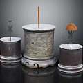 Traditional Metal Incense Holders With Carved Dragon Design And Decorative Top Ornaments