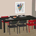 Dining table and chair combination 3d model