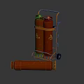 Commercial Gas Cylinder Cart With Red Cylinders Orange Frame And Wheels