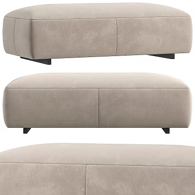 Modern Light Gray Upholstered Ottoman With Black Legs And Contemporary Design 3d model