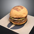 Delicious Juicy Burger With Toasted Bun Egg Patty And Fresh Veggies On Brown Paper
