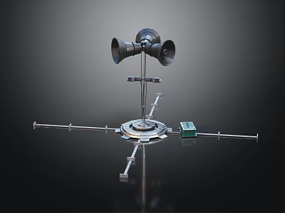 Commercial Equipment Featuring Dual Horns Metal Stand Circular Base And Control Panel 3d model