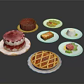 Assorted Dessert Platter With Red Cake Layered Cream Pie Lattice Top And Fruit Tarts