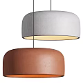 Modern Minimalist Pendant Light With Gray Circular Shade And Brown Base Design