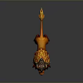 Mythical Creature Character with Horned Helmet Orange Fur and Red Eyes in Ferocious Stance