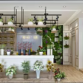 Modern Florist Shop With Open Layout Green Plant Wall Flower Shelves And Fresh Flowers