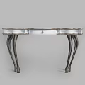 Stylish Modern Desk With Curved Metallic Legs White Top And Single Drawer