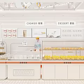Modern Pastry Shop Interior With Display Cases And Pastries 3d model