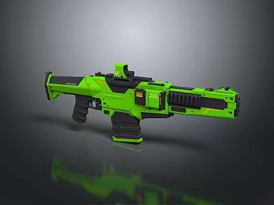 Green Modern Tactical Weapon with Scope Grip and Structural Design 3d model