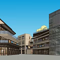Commercial Street With Modern Multi Storey Buildings Balconies And Glass Railings