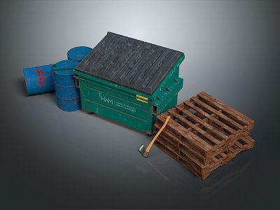 modern trash can wooden pallet tray outdoor trash can model