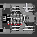 Industrial Vertical Lifting Equipment With Mobile Wheels And Red Control Components