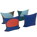 Colorful Geometric Pillows With Abstract Blue Green Orange And Yellow Patterns