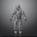 Detailed Advanced Space Suit Design With White Exterior Helmet And Red Accents