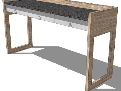 Modern Wooden Desk With Black Countertop And Three Drawers For Study Room 3d model
