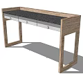 Modern Wooden Desk With Black Countertop And Three Drawers For Study Room