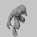 Game Movie Monster Character With Muscular Body Skeletal Head And Textured Skin
