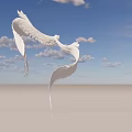 White Swan Sculpture Carving with Intertwined Necks and Wings on Yellow Background and Cast Shadow