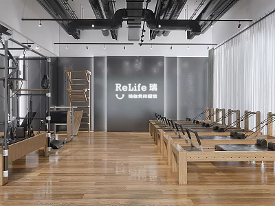 Relife Professional Rehabilitation Fitness Studio With Pilates Reformers And Training Equipment 3d model