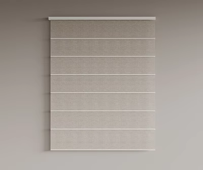 Modern Roman Blinds Design With Textured Fabric Horizontal Lines And Neutral Color 3d model