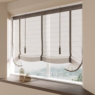 Modern draw curtain roller curtain 3d model