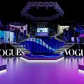 VOGUE Modern Exhibition Space With Illuminated Staircase And Blue Lighting Interior