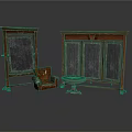 Wooden Framed Chalkboards With Brown Leather Chair And Small Table In Interior