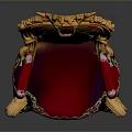 Ornate Royal Chair With Golden Carved Frame And Red Velvet Upholstery