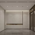 Modern Elevator Lobby With Marble Walls Polished Stone Flooring And Recessed Ceiling Lights