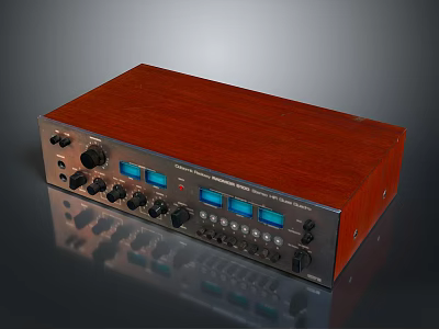 Professional Audio Equipment With Wooden Panel Knobs Buttons And Blue Displays 3d model