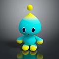 Cute Turquoise Character With Yellow Gradient Top Small Ball On Head And Black Eyes