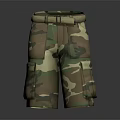 Camouflage Cargo Shorts With Belt And Multiple Utility Pockets Design 3d model