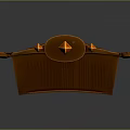 Traditional Roof Ornament With Curved Decorations Carved Panel And Three Glowing Diamond Shapes On Top