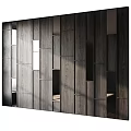 Modern Wooden Accent Wall With Geometric Panel Design And Natural Texture