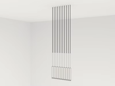 Modern Linear Chandelier with Vertical Stripes Hanging in Minimalist White Room 3d model