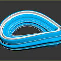 Cartoon Scene With Blue Glossy Curved Layered Structure And Shiny Elements