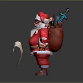 Santa Claus Character In Red Suit Holding Paper With Reindeer Companion