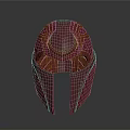Glossy Red Helmet With Intricate Geometric Texture In Modern 3D Rendered Style