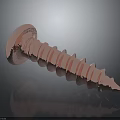 Shiny Rose Gold Metal Screw With Threaded Body Pointed Tip And Reflection On Black Background