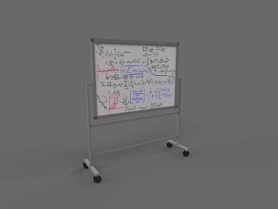 Mobile Whiteboard With Handwritten Notes And Colorful Diagrams On Wheels 3d model