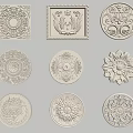 Decorative Carved Patterns in Various Shapes for Home Interior Decoration 3d model