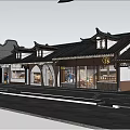Traditional Chinese Storefront In Evening Featuring Wooden Panels Large Glass Windows And Eaves