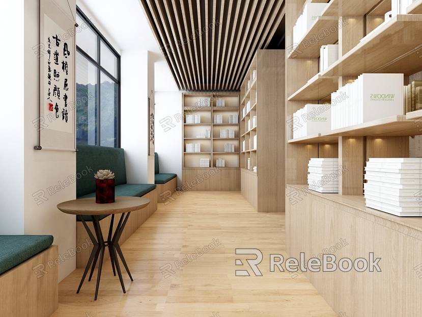 Modern Library Reading Room Chinese Character Books model