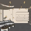 Modern Hair And Beauty Salon Interior With Bar Counter Green Wall White Shelves And Lighting