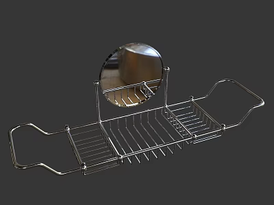 Stainless Steel Bathroom Cabinet Rack With Multiple Shelves And Hooks For Toiletries 3d model
