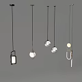 Modern Design Pendant Lights Collection With Various Shapes Metal Frames And Glass Shades